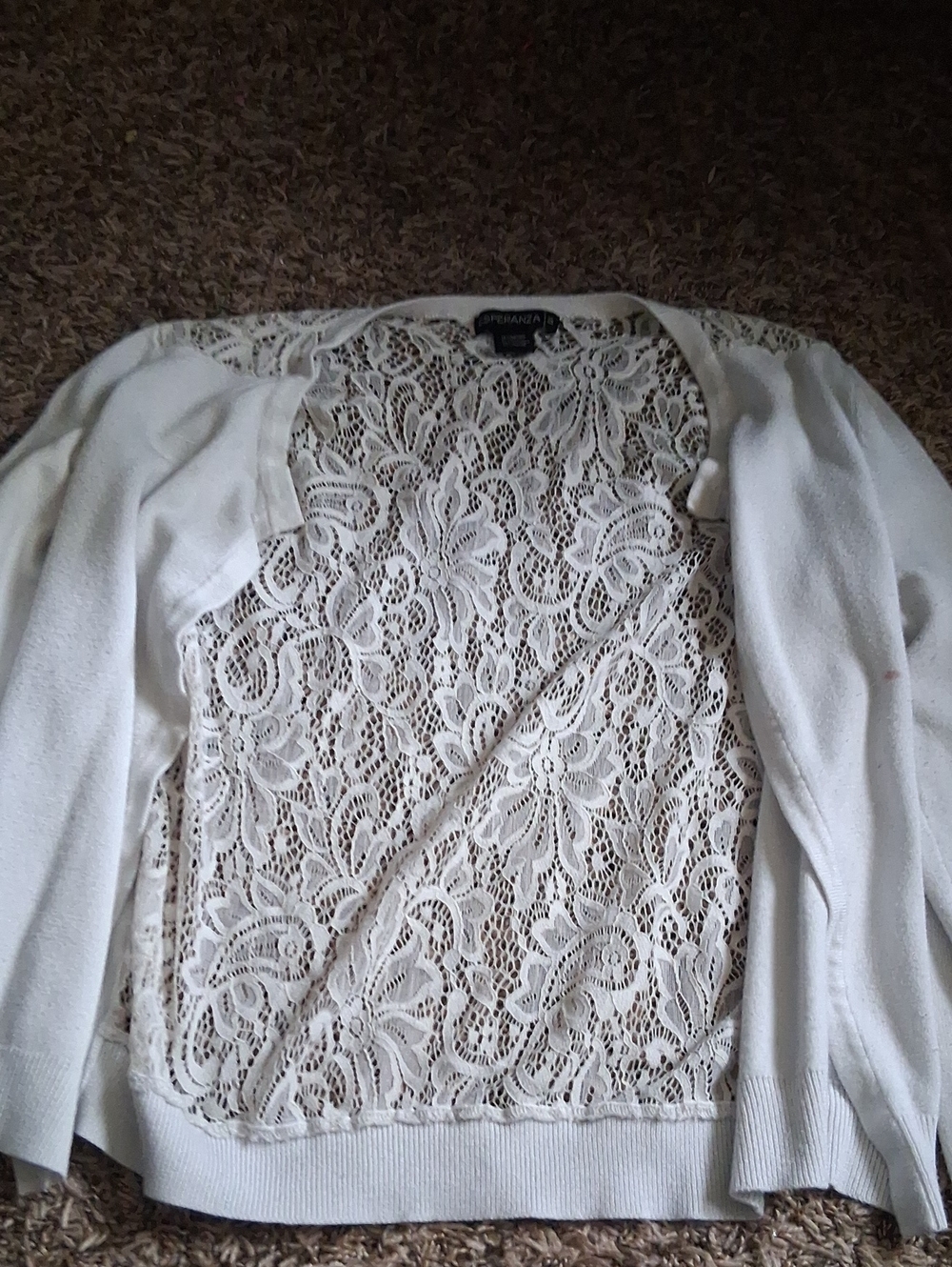 BANANA REPUBLIC White Lace-Back Open Cardigan